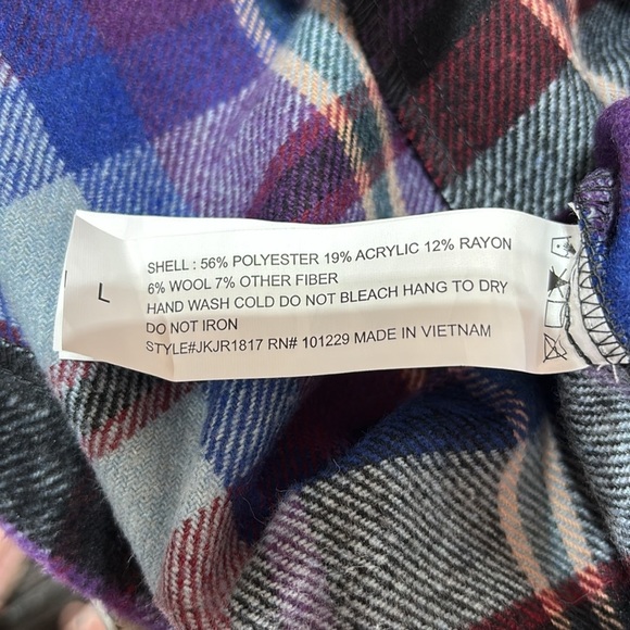 Ashley Wool Blend Plaid Flannel,button down,chest/hip pocket,heavyweight shacket - Picture 10 of 11